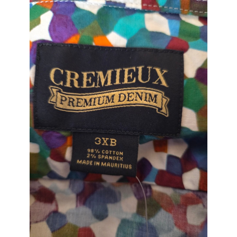 NWT Cremieux Premium Denim Mens 3XB Shirt Multi Color Splatter Print Stretch - Picture 6 of 10